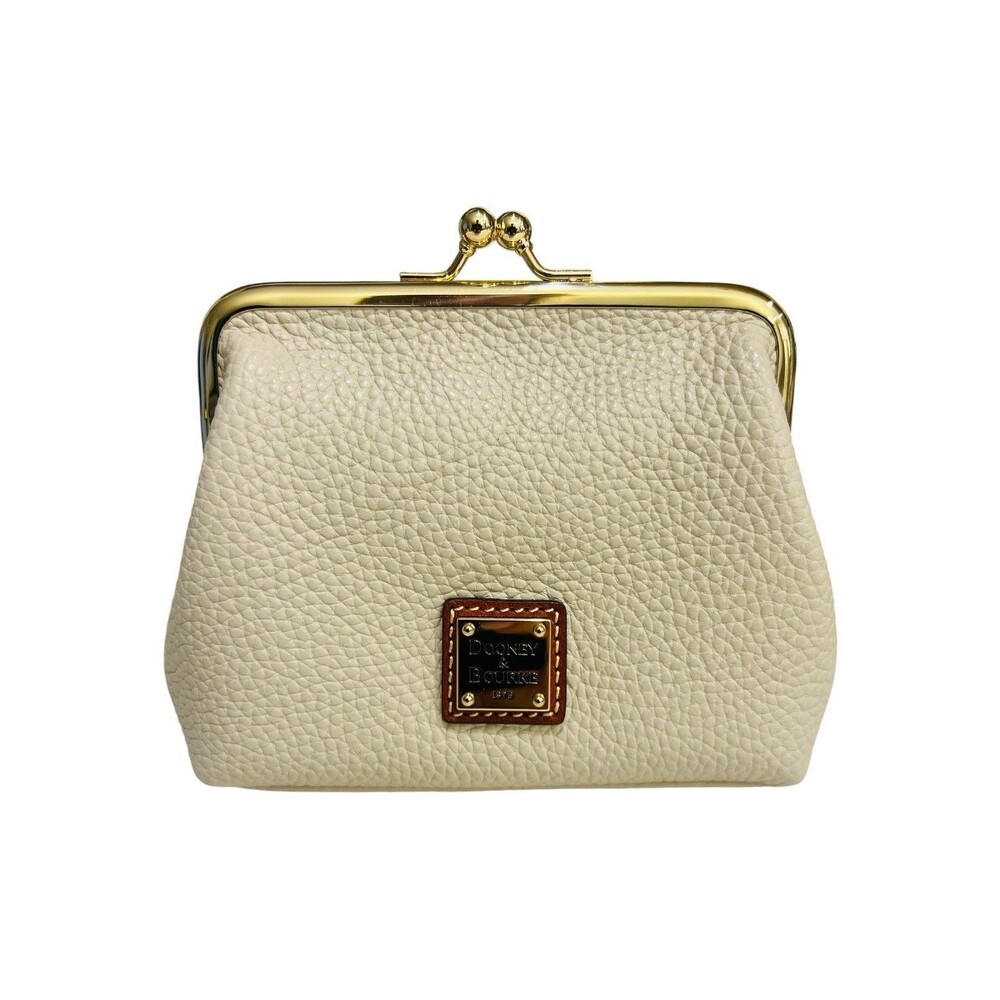 Dooney And Bourke Kisslock Coin Change Purse Pouch Card Holder Ivory